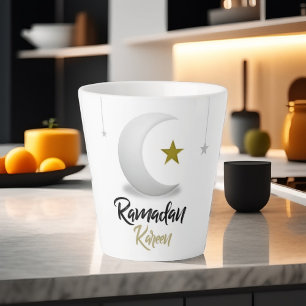 Caneca De Café Latte Design Ramadan Kareem Crescent - Mubarak Islâmico