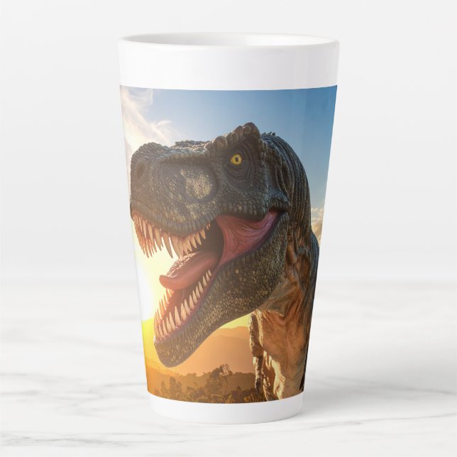 Caneca De Café Latte design T-Rex Rugido (Frente)