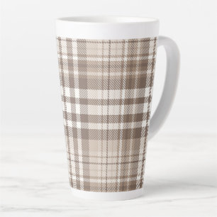 Caneca De Café Latte Design Xadrez Escocês Tom Terra Neutro
