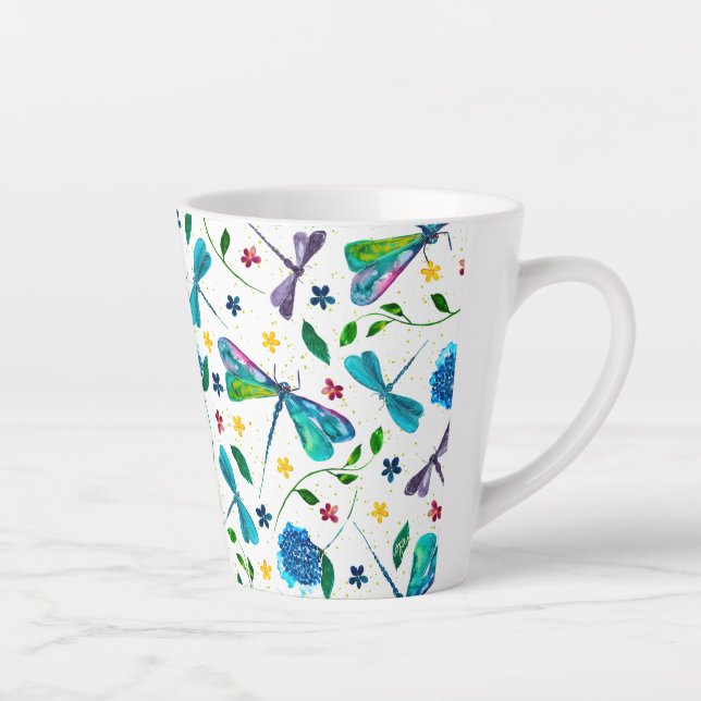 Caneca De Café Latte Designer de Jardinagem de Dragonfly de Flutter Wat (Direita)