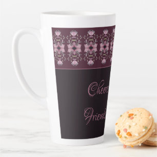 Caneca De Café Latte Designer Elegante Estilado Com Roxo De Plum