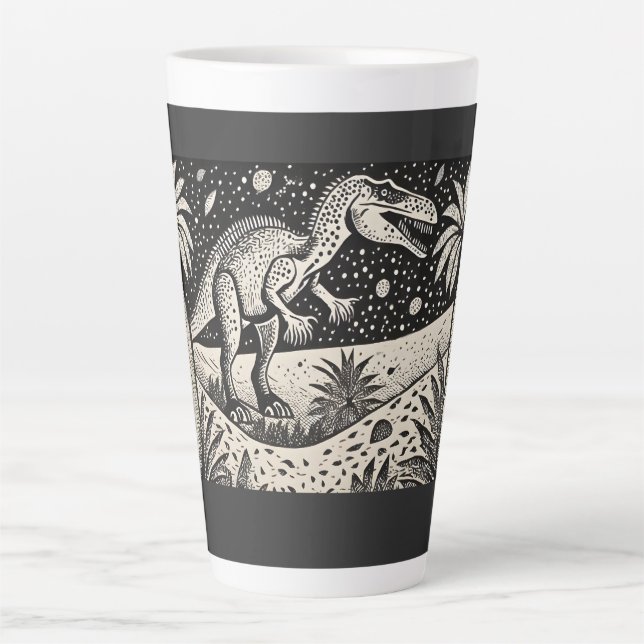 Caneca De Café Latte Designer T-Rex Dinasaur Latte mug para Historiador (Frente)