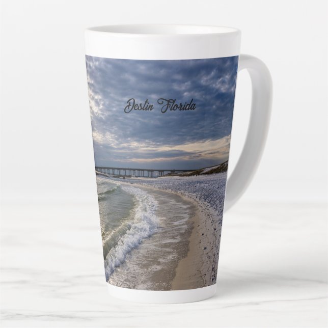 Caneca De Café Latte Destruin Florida Evening Waves Latte Mug (Ângulo direito)