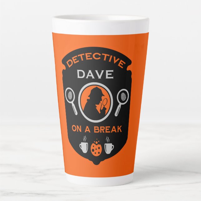 Caneca De Café Latte Detetive Engraçado Chá E Café (Frente)