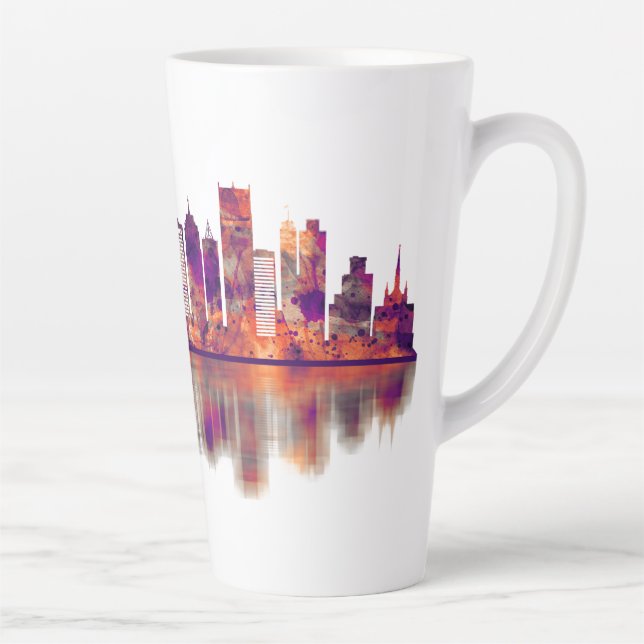 Caneca De Café Latte Detroit Michigan Skyline (Direita)