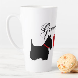 Caneca De Café Latte "Deus do céu !",Terrier Escocês/coração amoroso ve