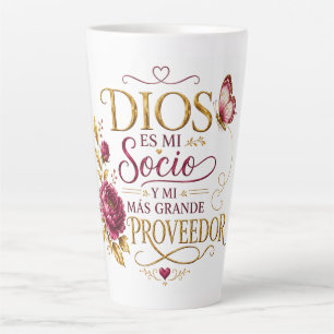 Caneca De Café Latte Deus é meu Parceiro e meu Maior Provedor Espanho