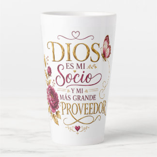 Caneca De Café Latte Deus é meu Parceiro e meu Maior Provedor | Espanho