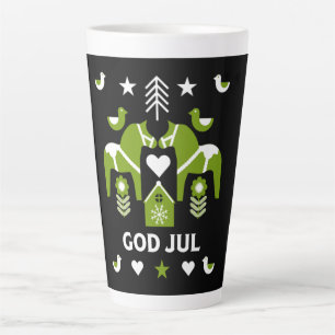 Caneca De Café Latte Deus Jul Swedish Folk Art Latte Mug