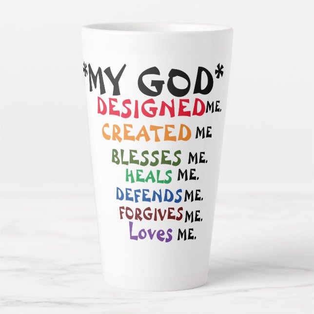 Caneca De Café Latte ** Deus Me Criou** Lâmina (Frente)