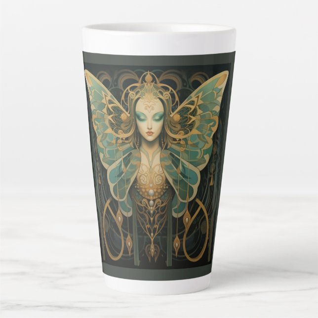 Caneca De Café Latte Deusa da mariposa Luna (Frente)