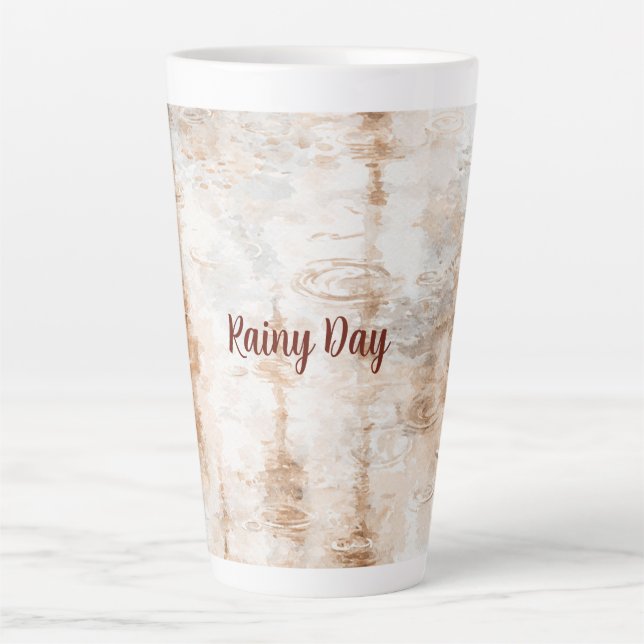 Caneca De Café Latte Dia Chuvoso Abstrato (Frente)