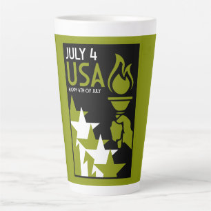 Caneca De Café Latte Dia da Independência Americana
