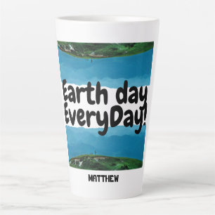 Caneca De Café Latte Dia da Terra todos os dias, vá verde, ciência da a