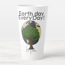 Caneca De Café Latte Dia da Terra todos os dias, vá verde, ciência da a