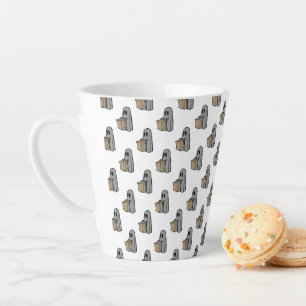 Caneca De Café Latte Dia das Bruxas, Fantasma Cinza Fofo, Doce ou Trave