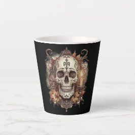 Caneca De Café Latte Dia das Bruxas,Padrão de Caveira, Calavera à Luz d