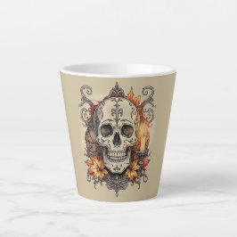 Caneca De Café Latte Dia das Bruxas,Padrão de Caveira, Calavera à Luz d