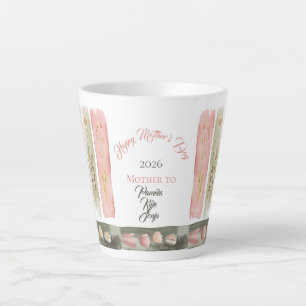 Caneca De Café Latte Dia das Mães 2026 Pinceladas de Flores Silvestres