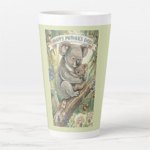 Caneca De Café Latte Dia das Mães Coala com o Joey