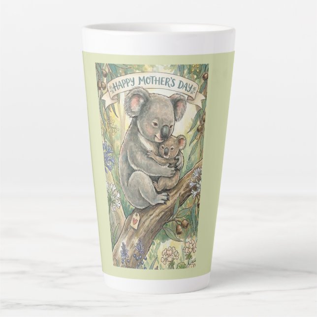 Caneca De Café Latte Dia das Mães Coala com o Joey (Frente)