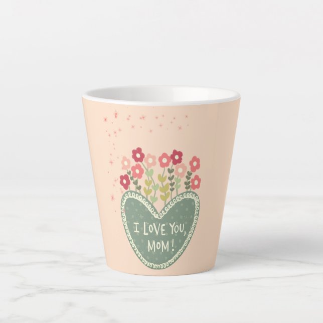 Caneca De Café Latte Dia das Mães, Flores no amor, Elegante, Simples  (Frente)