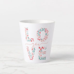 Caneca De Café Latte dia das mães mamãe Te Amo Floral Elegante Script