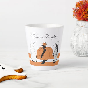 Caneca De Café Latte Dia de as Bruxas engraçado Pumpkin Penguin de Car