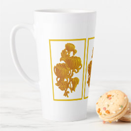 Caneca De Café Latte Dia de as mães de crisântemo amarelo