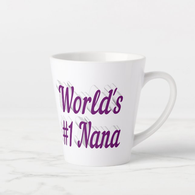 Caneca De Café Latte Dia de as mães de texto roxo da Nana (Direita)