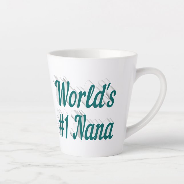 Caneca De Café Latte Dia de as mães de texto verde da Nana (Direita)