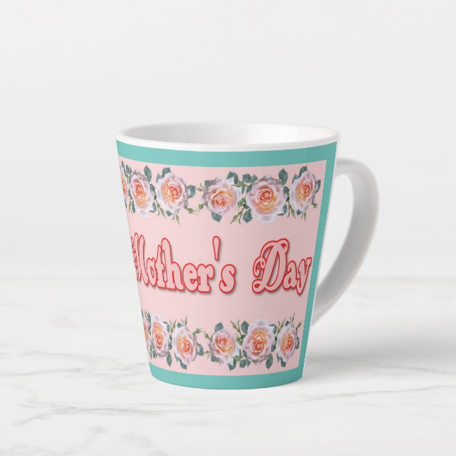 Caneca De Café Latte Dia de as mães Feliz (Ângulo direito)