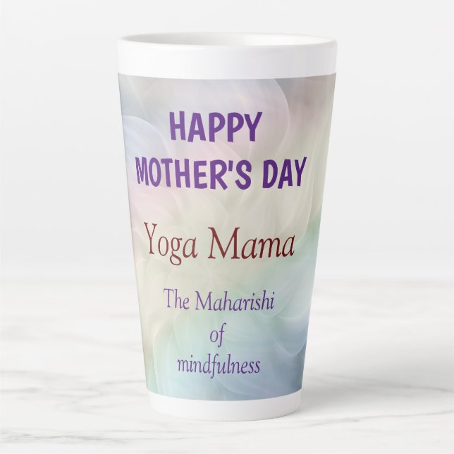 Caneca De Café Latte Dia de as mães Feliz Yoga Mama design (Frente)