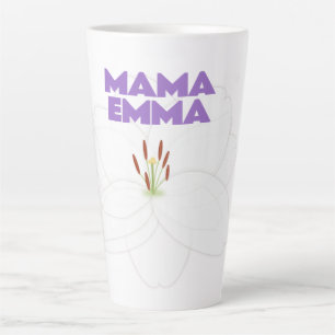 Caneca De Café Latte Dia de as mães Personalizado Lata - Lily Branca