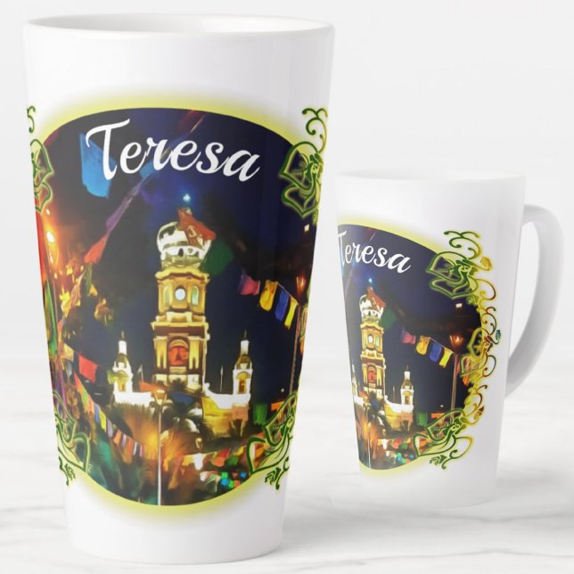 Caneca De Café Latte Dia de Los Muertos Guadalupe Igreja PV- 190130 (Criador carregado)