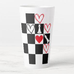Caneca De Café Latte Dia de os namorados Cardíaco Preto&Branco da Placa