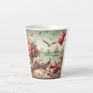 Caneca De Café Latte Dia de os namorados costeiro/náutico
