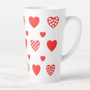 Caneca De Café Latte Dia de os namorados Cute Hearts White 2