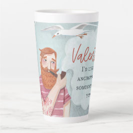 Caneca De Café Latte Dia de os namorados de marinheiro rosa forte