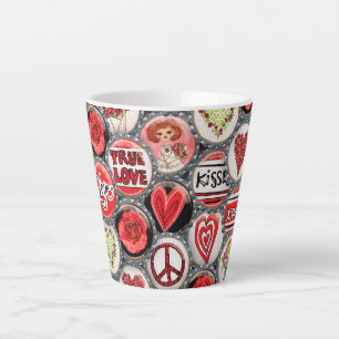 Caneca De Café Latte Dia de os namorados de Rosas de Rapariga com Cora