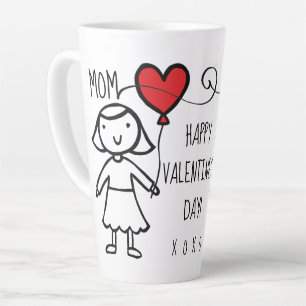 Caneca De Café Latte Dia de os namorados Mãe Cartoon Vermelho XOXO