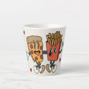 Caneca De Café Latte Dia de os namorados "Pizza e Batatas Fritas Corres