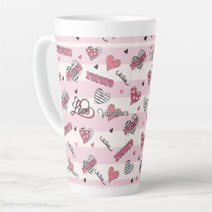 Caneca De Café Latte Dia de os namorados XOXO na moda, Padrão