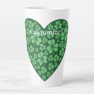 Caneca De Café Latte Dia de São Patrício do coração do Shamrock Ver