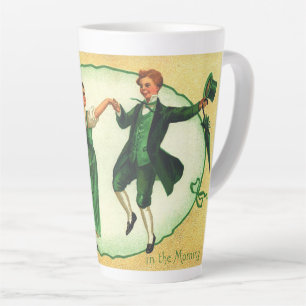 Caneca De Café Latte "Dia de São Patrício pela Manhã." Cartão Antigo