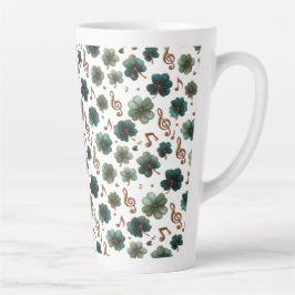 Caneca De Café Latte Dia de São Patrício Trevo Musical