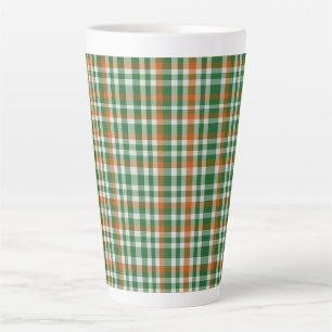 Caneca De Café Latte Dia de São Patrick Irlanda Bandeira colorido gingh