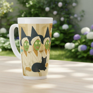 Caneca De Café Latte Dia de Spa de Bruxa Humor Divertido