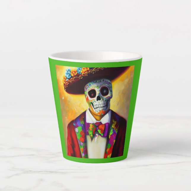 Caneca De Café Latte Dia do Homem Morto 3 (Frente)