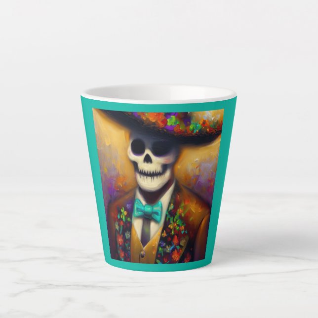 Caneca De Café Latte Dia do Homem Morto 4 (Frente)